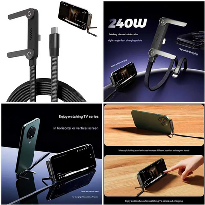 240W Fast Type C Charging Cable with Built in Phone Stand (Generic Quality)