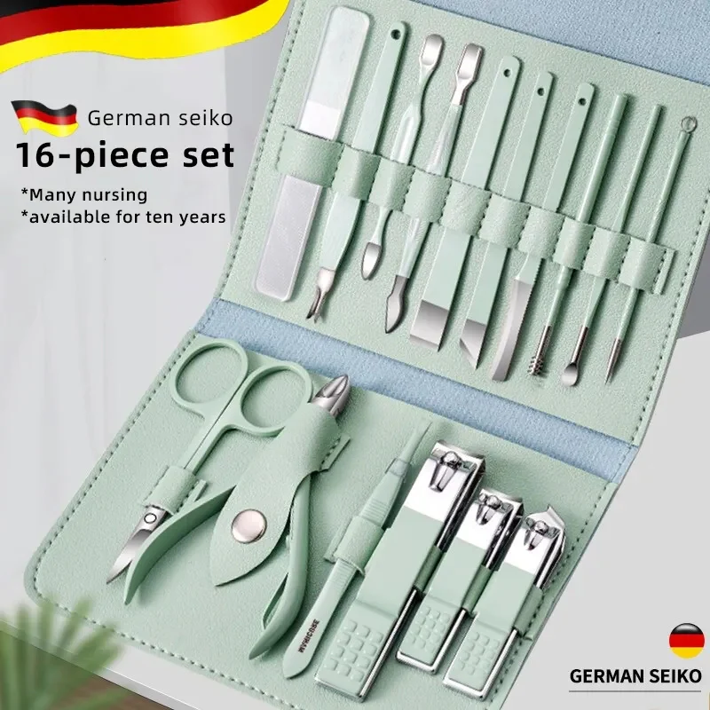 16pcs Nail Cutter Set Stainless Steel Nail Clippers Set With Folding Bag