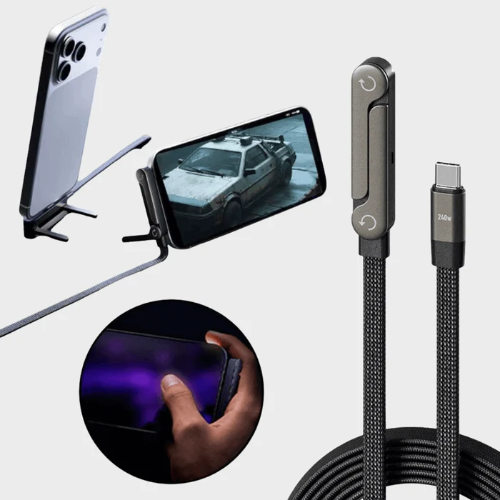 240W Fast Type C Charging Cable with Built in Phone Stand (Generic Quality)