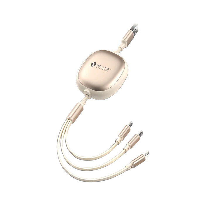 3-in-1 Retractable USB Fast Charging Cable & Data Sync