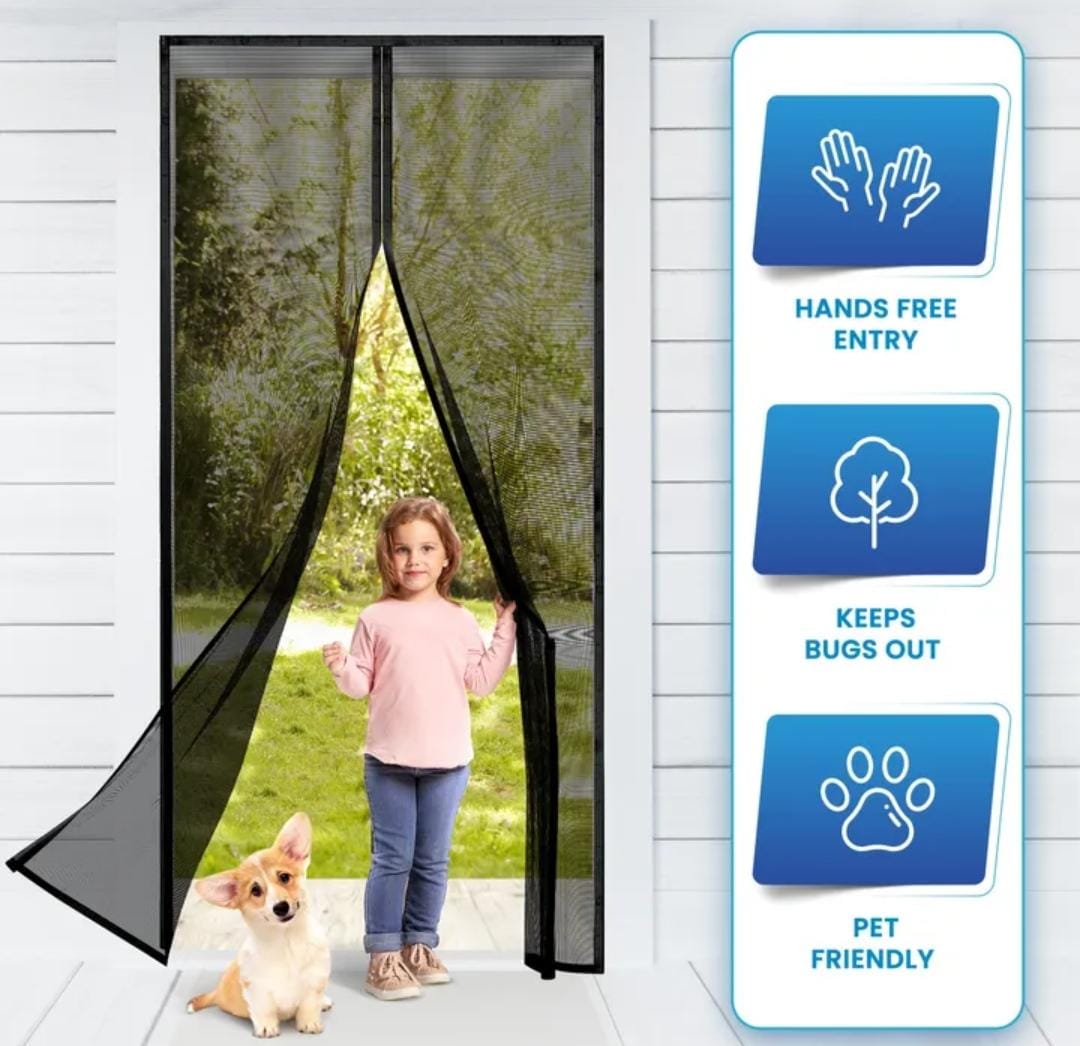 New Magnetic Screen Door, No Drilling Needed, Anti-Mosquito Fly Curtain