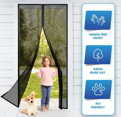 New Magnetic Screen Door, No Drilling Needed, Anti-Mosquito Fly Curtain