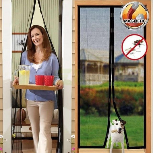 New Magnetic Screen Door, No Drilling Needed, Anti-Mosquito Fly Curtain