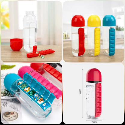 Pill Bottle / Water Bottle with Pill Box
