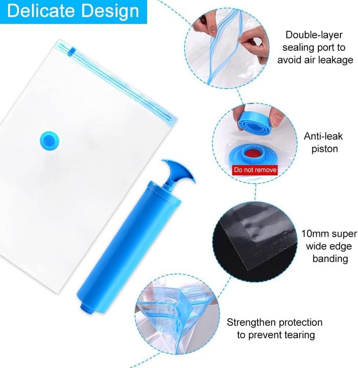 Vacuum Storage Bags  5 Bag And 1 Suction Pump