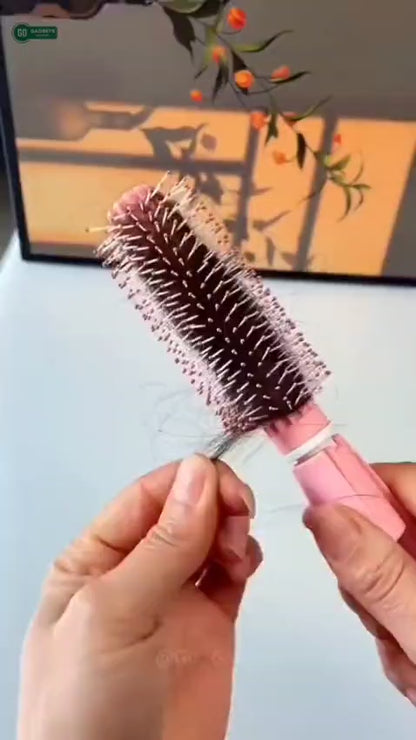 Portable Telescopic Self Cleaning Hair Brush, One-Click Cleaning Telescopic Hair Comb, Anti-Static Telescopic Hairbrush, Anti-Hair Entangled Automatic Cleaning Portable Comb